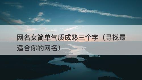 网名女简单气质成熟三个字（寻找最适合你的网名）
