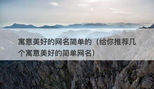 寓意美好的网名简单的（给你推荐几个寓意美好的简单网名）