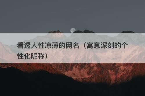 看透人性凉薄的网名（寓意深刻的个性化昵称）