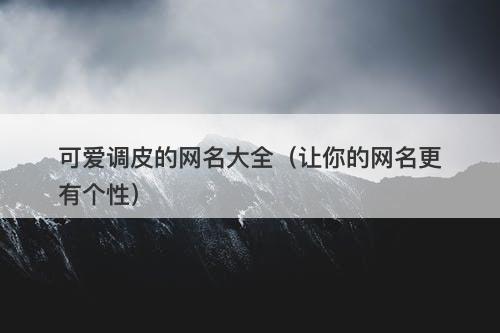 可爱调皮的网名大全（让你的网名更有个性）