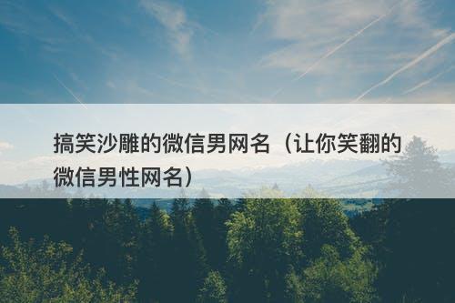 搞笑沙雕的微信男网名（让你笑翻的微信男性网名）