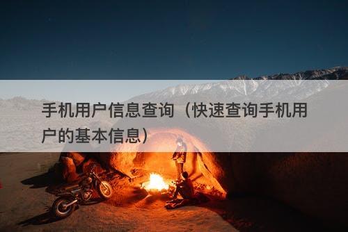 手机用户信息查询（快速查询手机用户的基本信息）