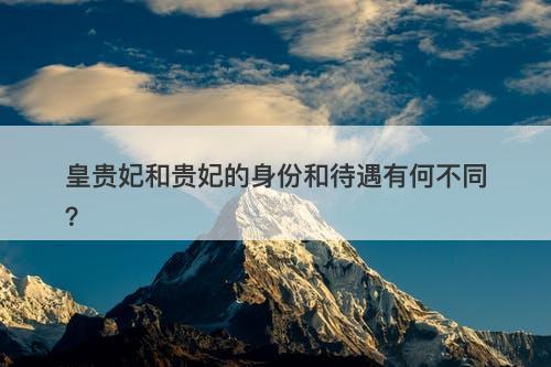 皇贵妃和贵妃的身份和待遇有何不同？