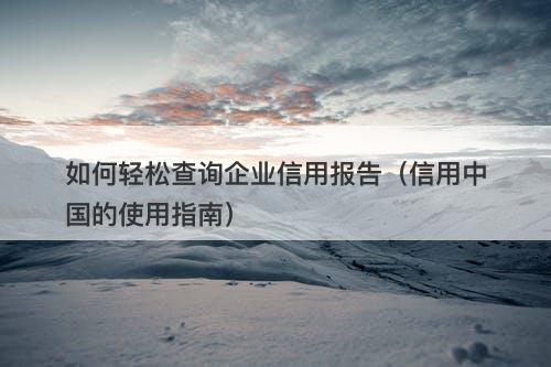 如何轻松查询企业信用报告（信用中国的使用指南）