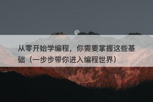 从零开始学编程，你需要掌握这些基础（一步步带你进入编程世界）