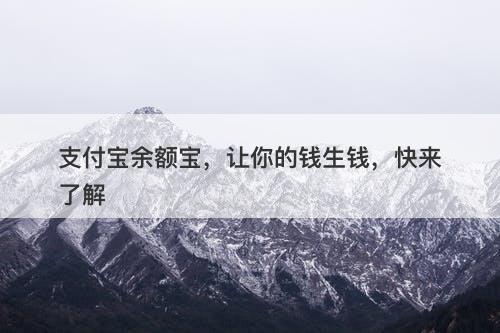 支付宝余额宝，让你的钱生钱，快来了解