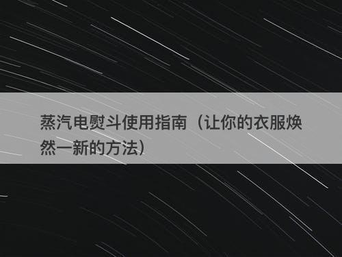 蒸汽电熨斗使用指南（让你的衣服焕然一新的方法）