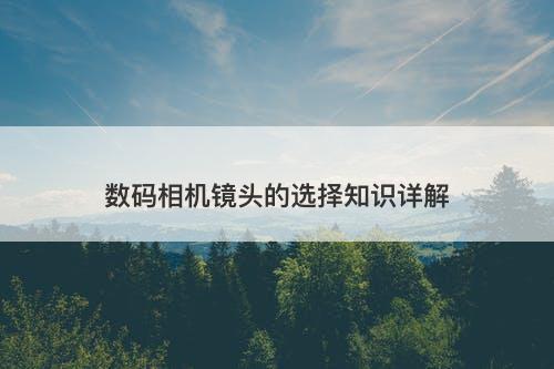 数码相机镜头的选择知识详解-图1 数码相机镜头的选择知识详解-图1
