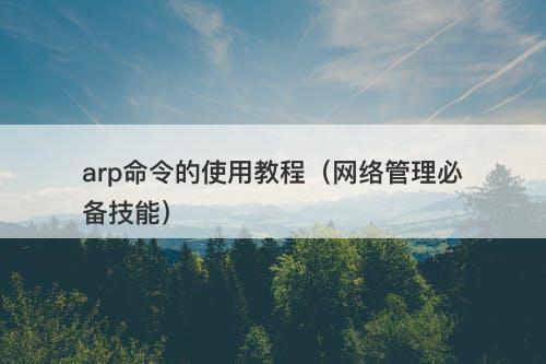arp命令的使用教程(网络管理必备技能)-图1 arp命令的使用教程(网络管理必备技能)-图1