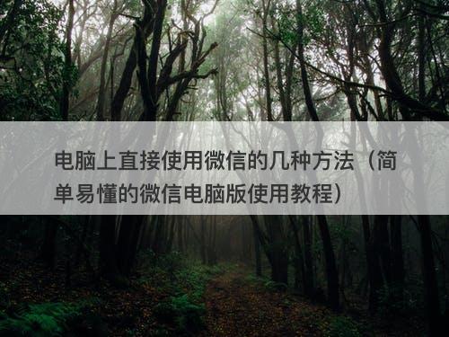 电脑上直接使用微信的几种方法（简单易懂的微信电脑版使用教程）