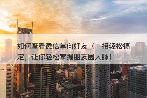 如何查看微信单向好友（一招轻松搞定，让你轻松掌握朋友圈人脉）-图1