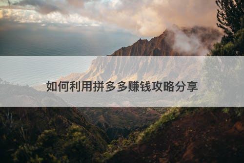 如何利用拼多多赚钱攻略分享