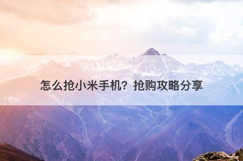 怎么抢小米手机？抢购攻略分享