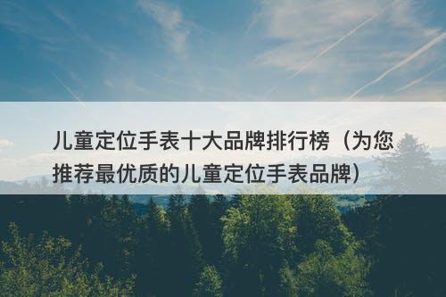 儿童定位手表十大品牌排行榜（为您推荐最优质的儿童定位手表品牌）