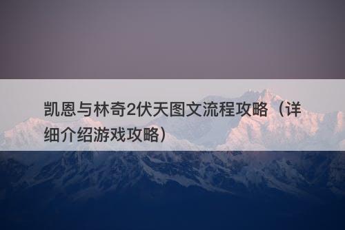 凯恩与林奇2伏天图文流程攻略（详细介绍游戏攻略）