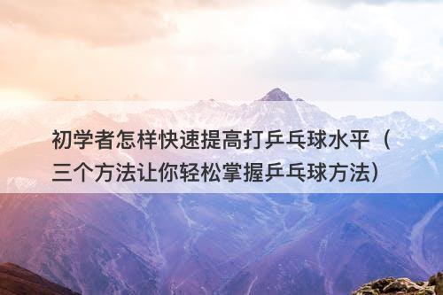 初学者怎样快速提高打乒乓球水平（三个方法让你轻松掌握乒乓球方法）