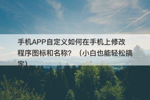 手机APP自定义如何在手机上修改程序图标和名称？（小白也能轻松搞定）