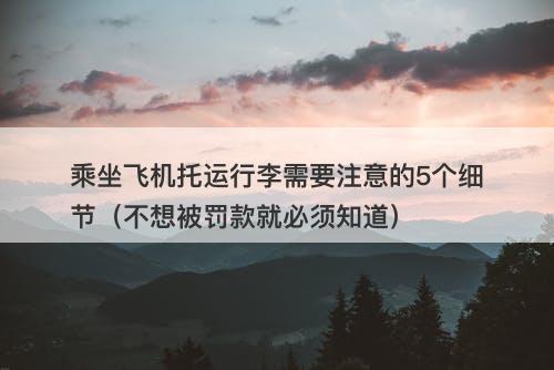 乘坐飞机托运行李需要注意的5个细节（不想被罚款就必须知道）