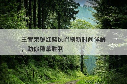 王者荣耀红蓝buff刷新时间详解，助你稳拿胜利