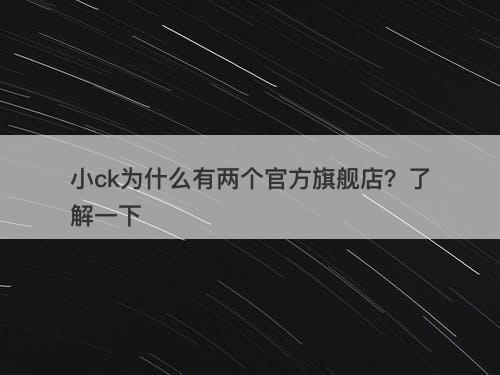 小ck为什么有两个官方旗舰店？了解一下