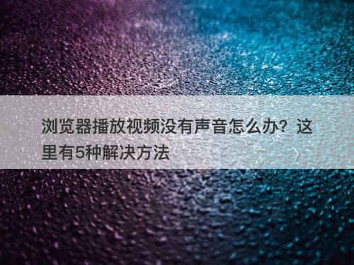 浏览器播放视频没有声音怎么办？这里有5种解决方法