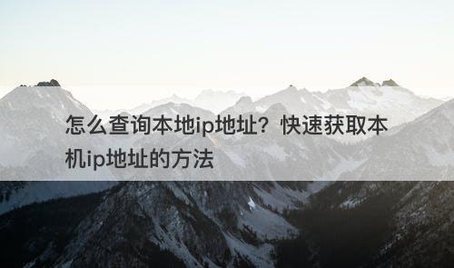 怎么查询本地ip地址？快速获取本机ip地址的方法