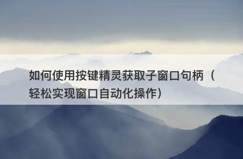 如何使用按键精灵获取子窗口句柄（轻松实现窗口自动化操作）