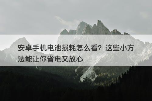 安卓手机电池损耗怎么看？这些小方法能让你省电又放心