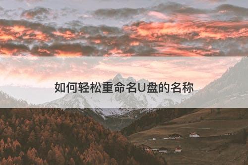 如何轻松重命名U盘的名称