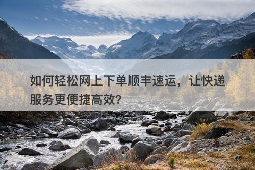 如何轻松网上下单顺丰速运，让快递服务更便捷高效？