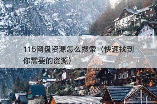 115网盘资源怎么搜索（快速找到你需要的资源）