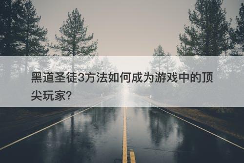 黑道圣徒3方法如何成为游戏中的顶尖玩家？