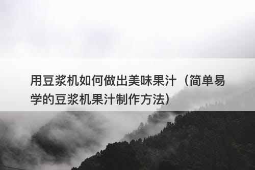 用豆浆机如何做出美味果汁（简单易学的豆浆机果汁制作方法）