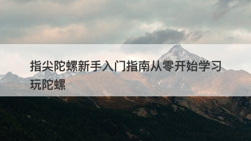 指尖陀螺新手入门指南从零开始学习玩陀螺