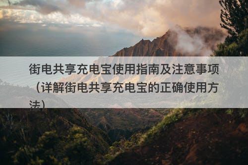 街电共享充电宝使用指南及注意事项（详解街电共享充电宝的正确使用方法）