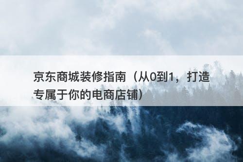 京东商城装修指南（从0到1，打造专属于你的电商店铺）