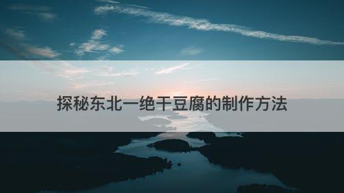 探秘东北一绝干豆腐的制作方法