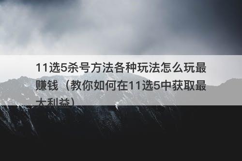 11选5杀号方法各种玩法怎么玩最赚钱（教你如何在11选5中获取最大利益）