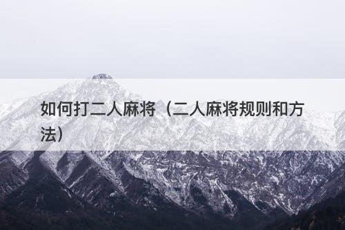 如何打二人麻将（二人麻将规则和方法）
