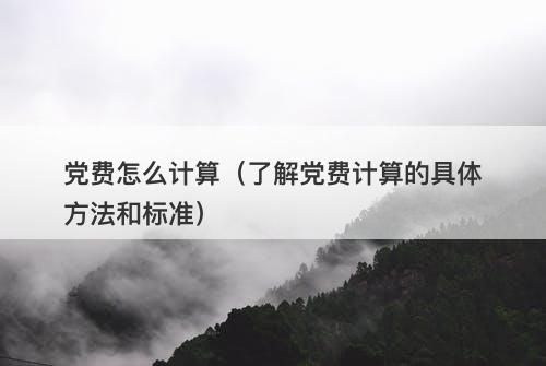 党费怎么计算（了解党费计算的具体方法和标准）
