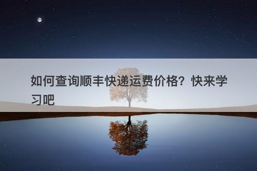 如何查询顺丰快递运费价格？快来学习吧