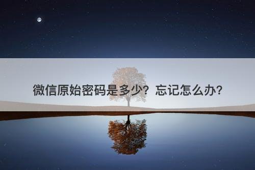 微信原始密码是多少？忘记怎么办？