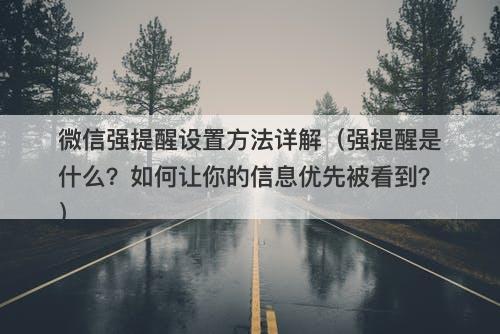 微信强提醒设置方法详解（强提醒是什么？如何让你的信息优先被看到？）