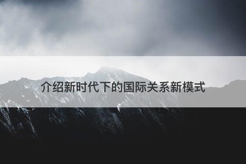 介绍新时代下的国际关系新模式