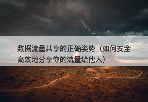 数据流量共享的正确姿势（如何安全高效地分享你的流量给他人）