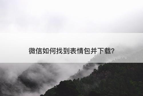 微信如何找到表情包并下载？