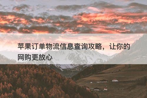 苹果订单物流信息查询攻略，让你的网购更放心