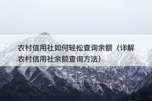 农村信用社如何轻松查询余额（详解农村信用社余额查询方法）