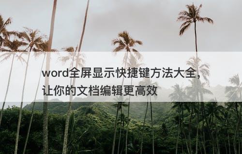 word全屏显示快捷键方法大全，让你的文档编辑更高效