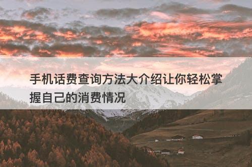 手机话费查询方法大介绍让你轻松掌握自己的消费情况